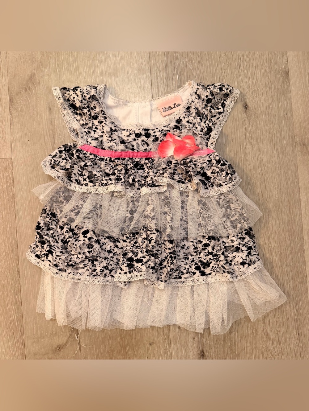 Toddler Little Lass Size 2T Tiered Lace & Tulle Blouse